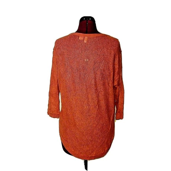 MOTH ANTHROPOLOGIE Womens Sweater Size Medium Burnt Orange Knit Hi Low B… - Picture 2 of 7